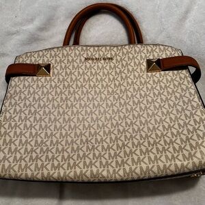 Michael Kors Beige & Brown Signature Satchel